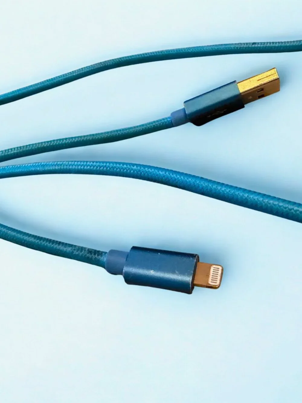 120 Inch Blue Braided USB-A to Lightning Charging Cable